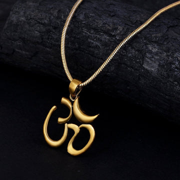 π Om Brass Golden Metal Pendant