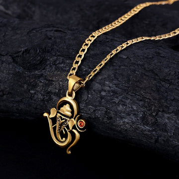 God Ganesh Mukh π Golden Brass Pendant