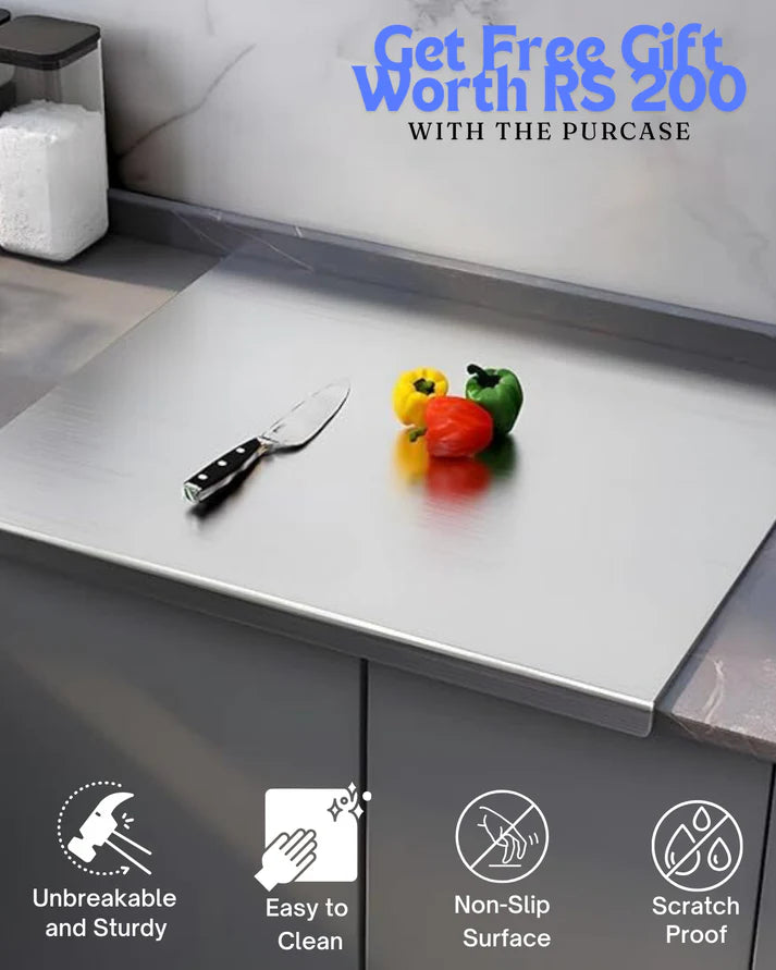 Stainless Steel Chopping Board & Kitchen Countertop - 41 x 31 Cm (Original Big Size) 304 Food Grade Steel.