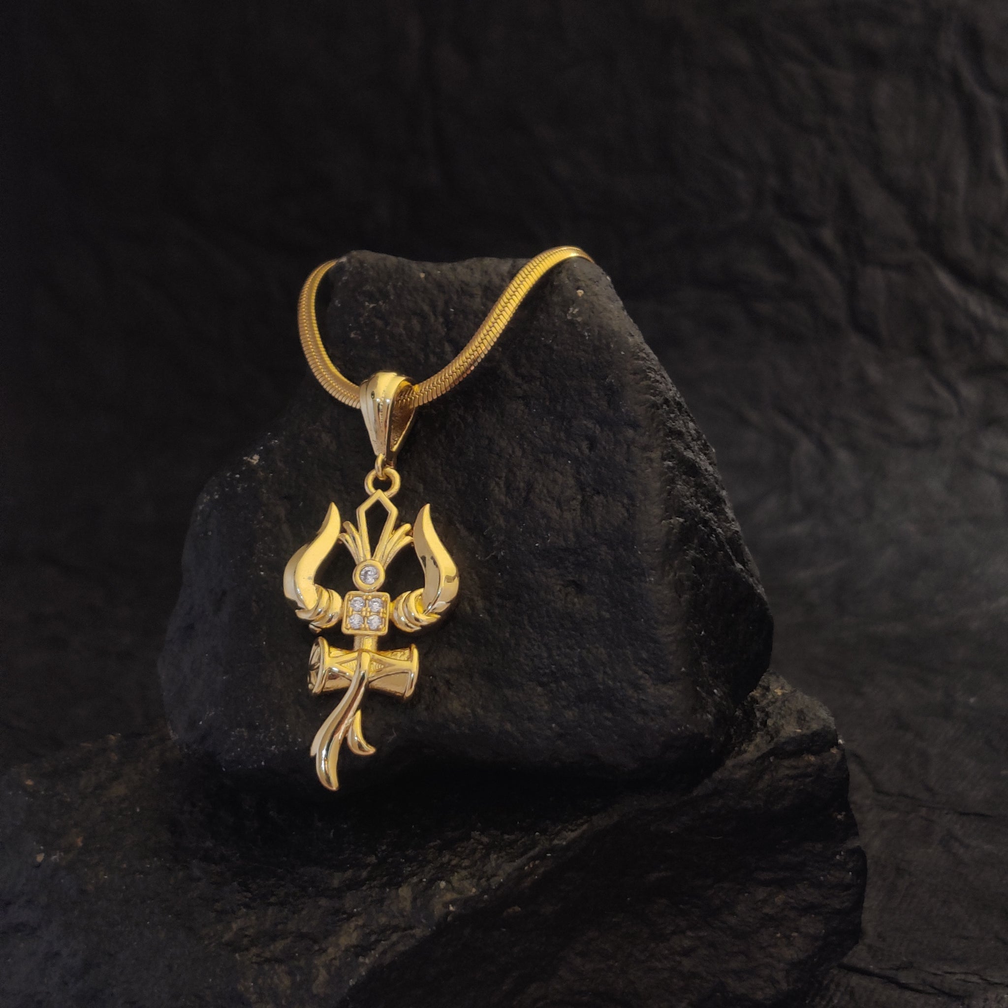 Bellora Premium Trishul Om and Damru pendant with chain