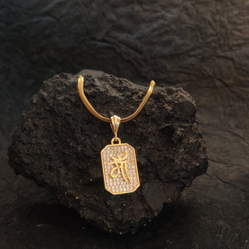 Bellora Maa Diamond Studded Gold Pendant with Chain